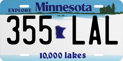 MN license plate 355LAL