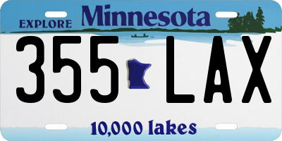 MN license plate 355LAX