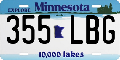 MN license plate 355LBG