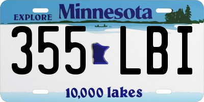 MN license plate 355LBI