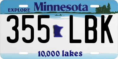 MN license plate 355LBK