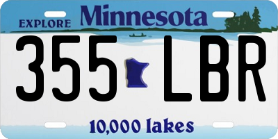 MN license plate 355LBR
