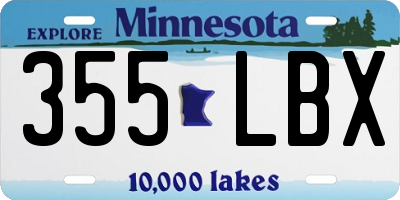 MN license plate 355LBX