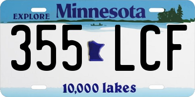 MN license plate 355LCF