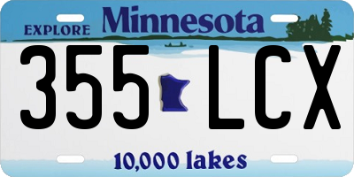 MN license plate 355LCX