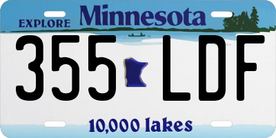 MN license plate 355LDF