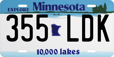 MN license plate 355LDK