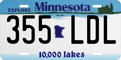 MN license plate 355LDL