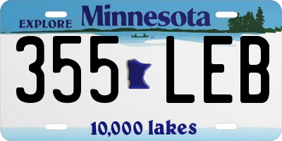 MN license plate 355LEB