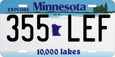 MN license plate 355LEF