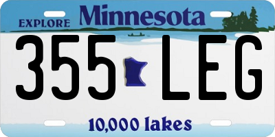 MN license plate 355LEG