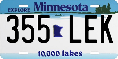 MN license plate 355LEK