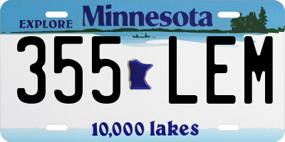 MN license plate 355LEM