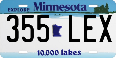MN license plate 355LEX