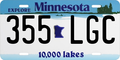 MN license plate 355LGC