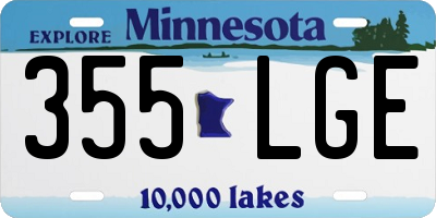 MN license plate 355LGE