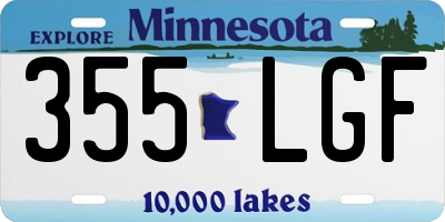 MN license plate 355LGF