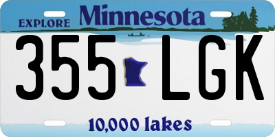 MN license plate 355LGK