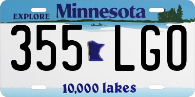 MN license plate 355LGO