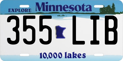 MN license plate 355LIB