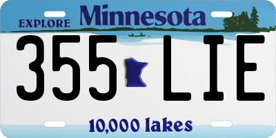 MN license plate 355LIE