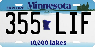 MN license plate 355LIF