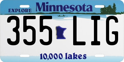 MN license plate 355LIG