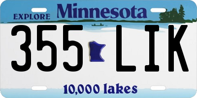 MN license plate 355LIK