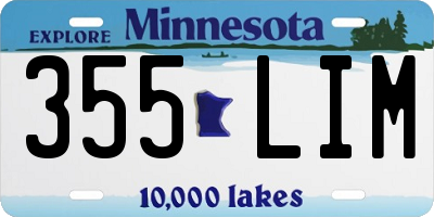 MN license plate 355LIM