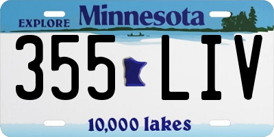 MN license plate 355LIV