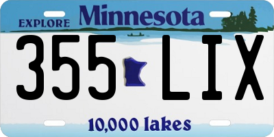 MN license plate 355LIX