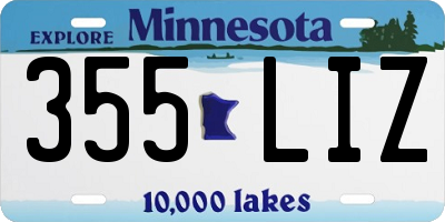 MN license plate 355LIZ