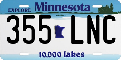 MN license plate 355LNC