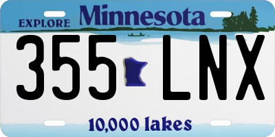 MN license plate 355LNX