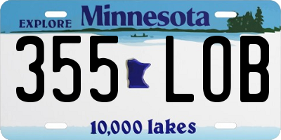 MN license plate 355LOB