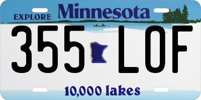 MN license plate 355LOF