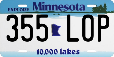 MN license plate 355LOP