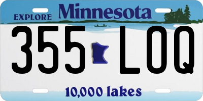MN license plate 355LOQ