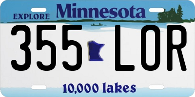 MN license plate 355LOR