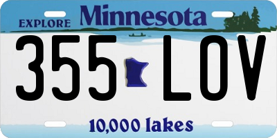 MN license plate 355LOV