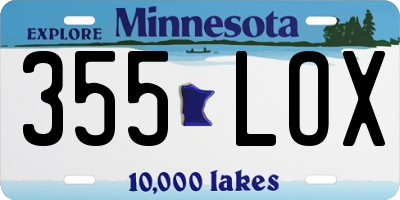 MN license plate 355LOX