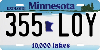 MN license plate 355LOY