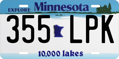 MN license plate 355LPK