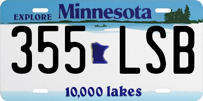 MN license plate 355LSB