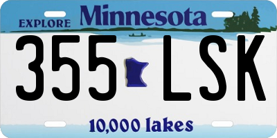 MN license plate 355LSK