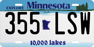 MN license plate 355LSW