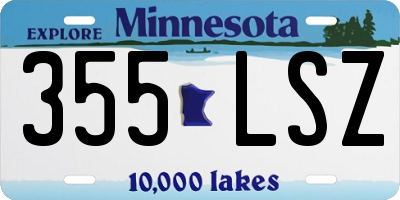MN license plate 355LSZ