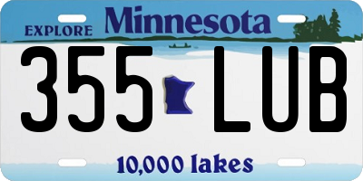 MN license plate 355LUB