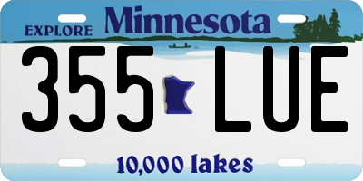 MN license plate 355LUE