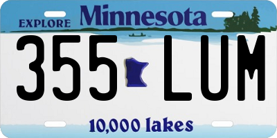 MN license plate 355LUM